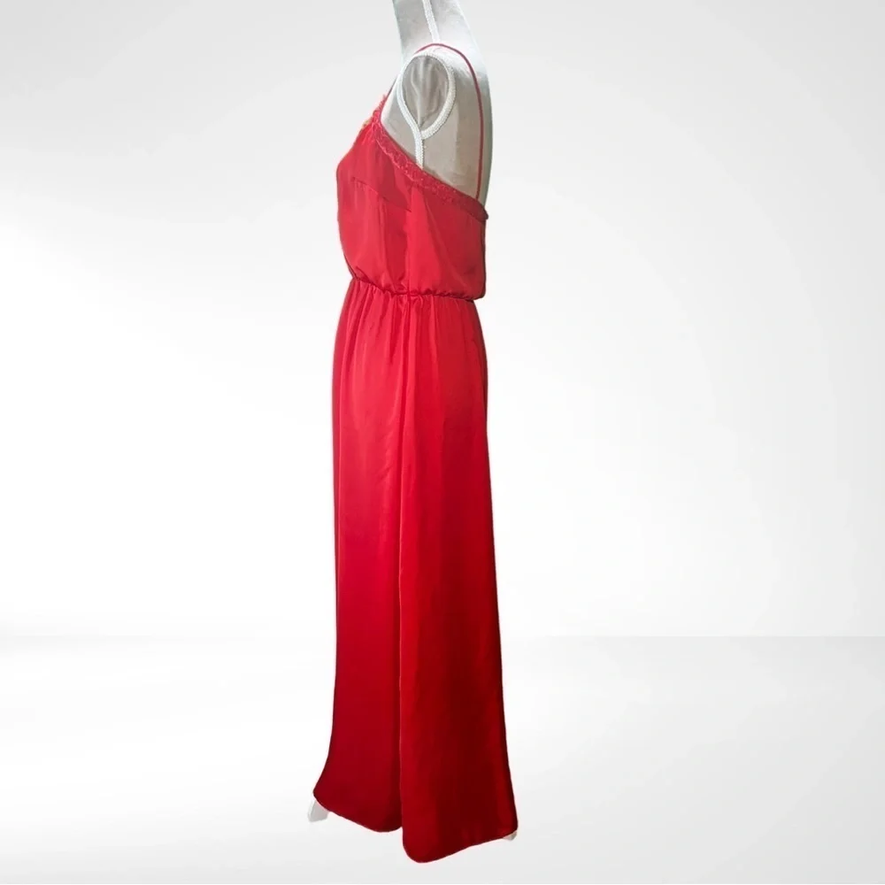 ASOS Red Slip Dress with Elastic Waist and Lace Details EUC Size XS​​​​​​ - Picture 3 of 8